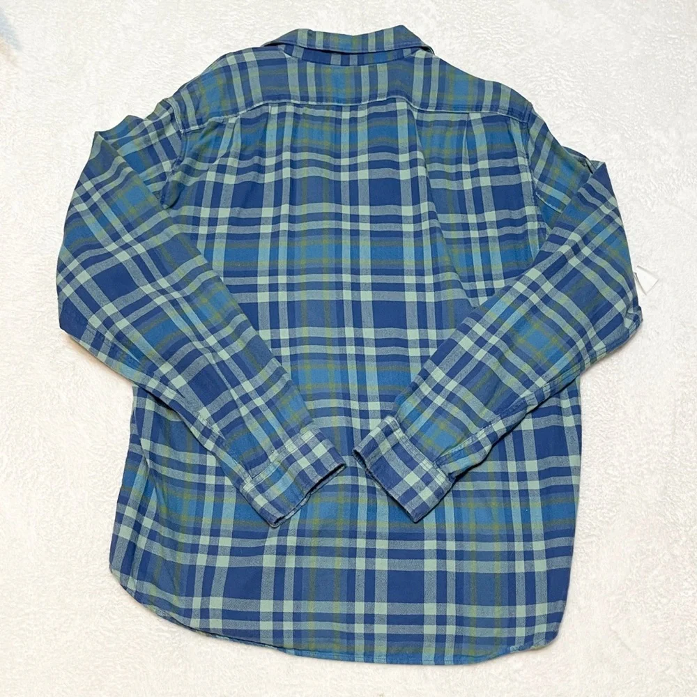 J. Crew Blue Green Flannel Slim Fit Button Down Shirt‎ Men’s Large
